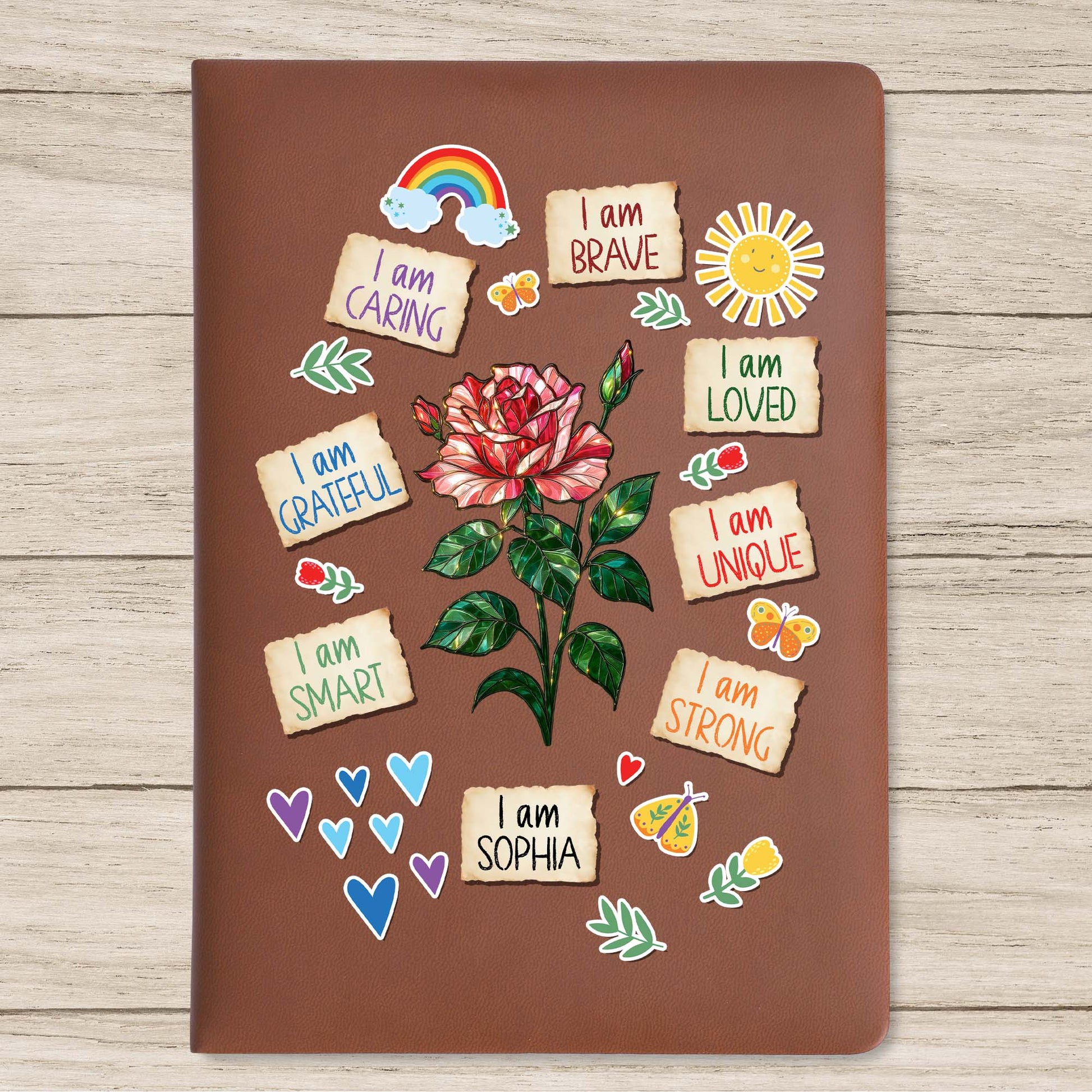 I Am Caring, Brave, Loved, Unique, Strong, Personalized Journal