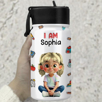 I Am Kind, I Am Smart, Positive Affirmations Water Bottle