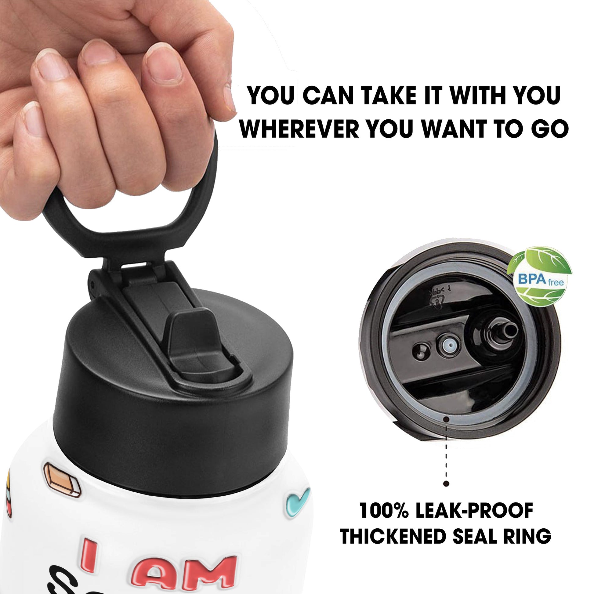 I Am Kind, I Am Smart, Positive Affirmations Water Bottle