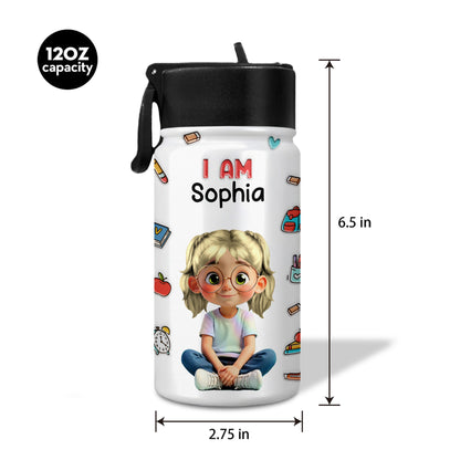 I Am Kind, I Am Smart, Positive Affirmations Water Bottle