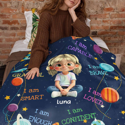 I Am Kind, Capable, Grateful, Smart, Loved, Confident Girl and Universe Design