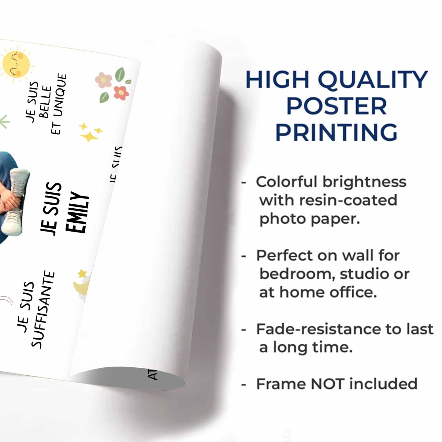 Je Suis Conscient, Affirmation Poster With Cartoon Boy And Stars