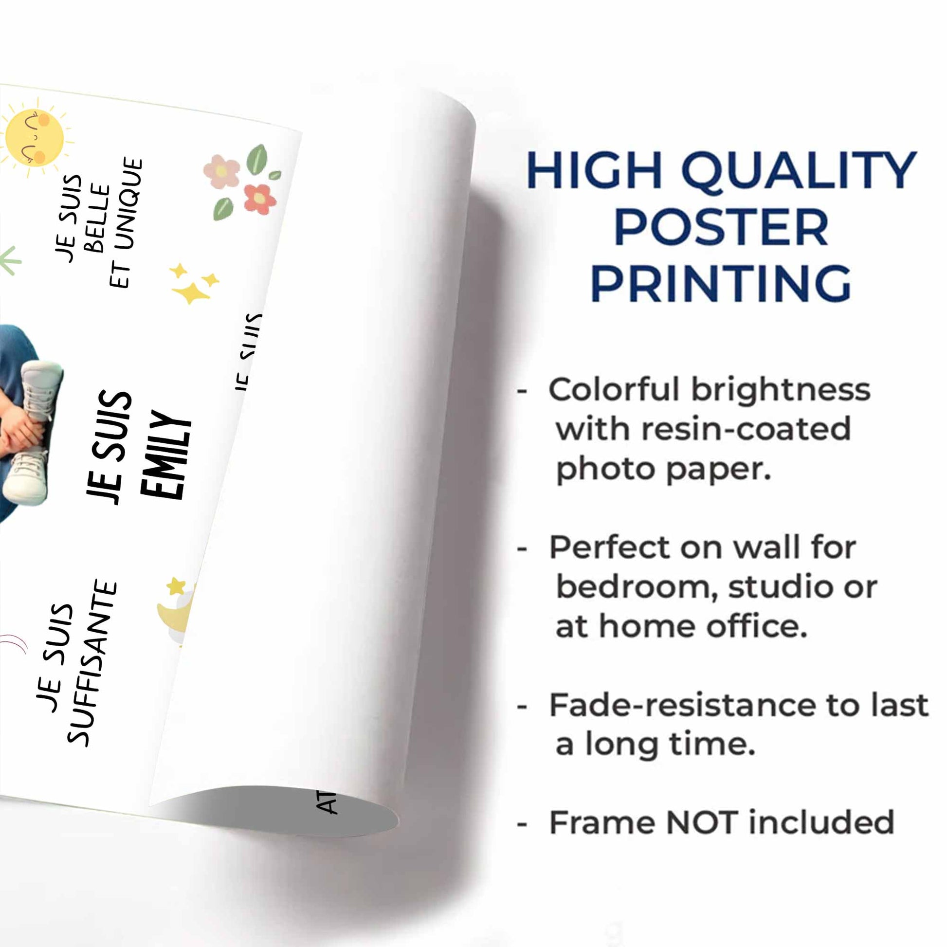 Je Suis Conscient, Affirmation Poster With Cartoon Boy And Stars