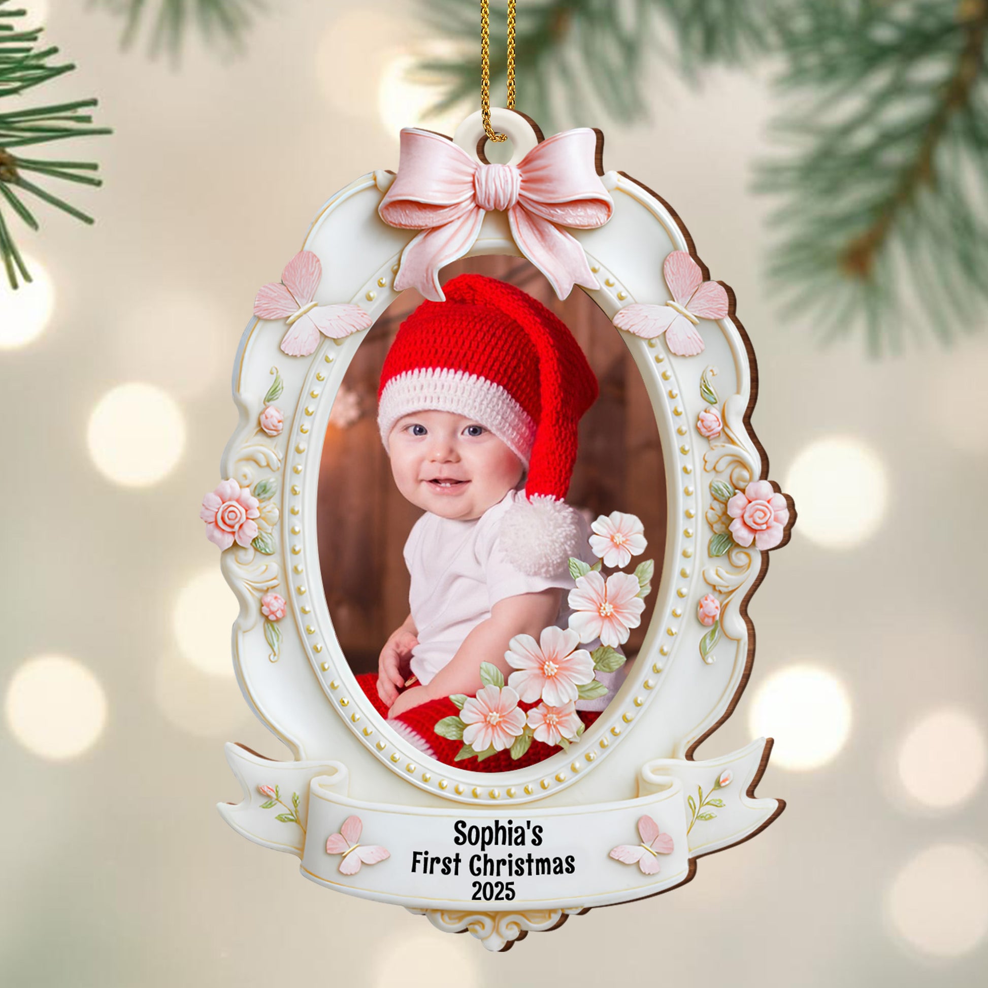 Sophia's First Christmas With Beautiful Flowers