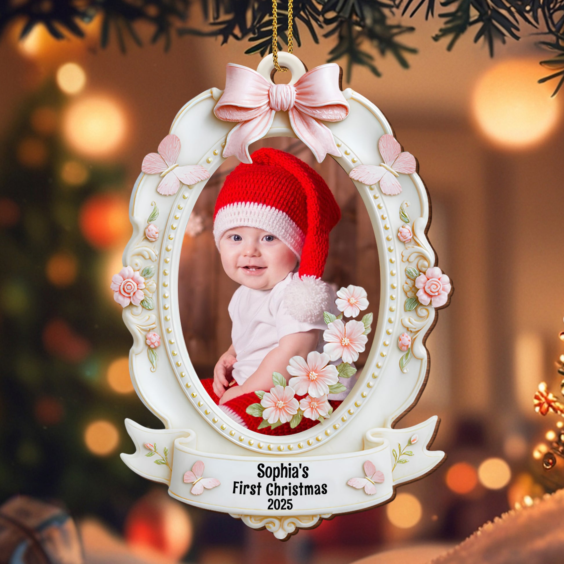 Sophia's First Christmas With Beautiful Flowers