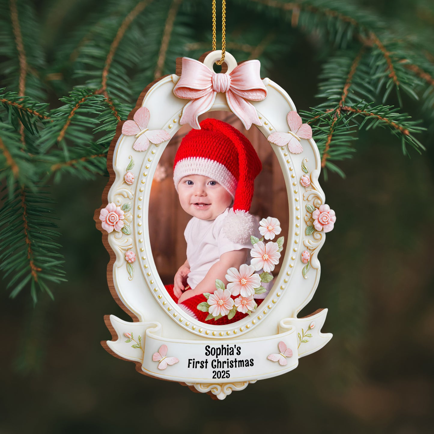 Sophia's First Christmas With Beautiful Flowers