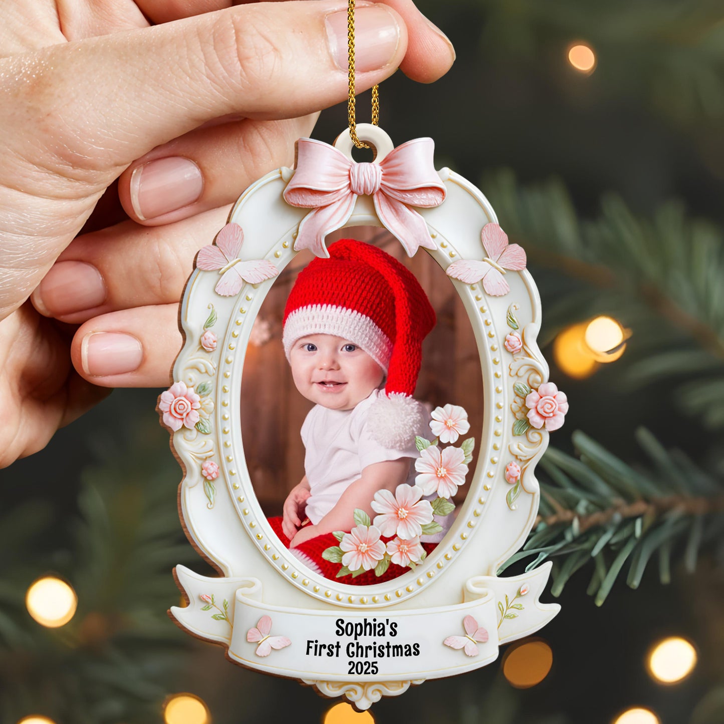 Sophia's First Christmas With Beautiful Flowers