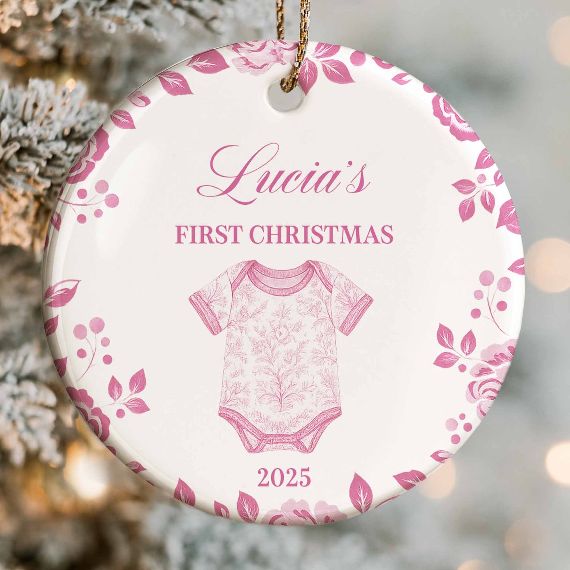 First Christmas Celebration With Leafy Baby Onesie Design