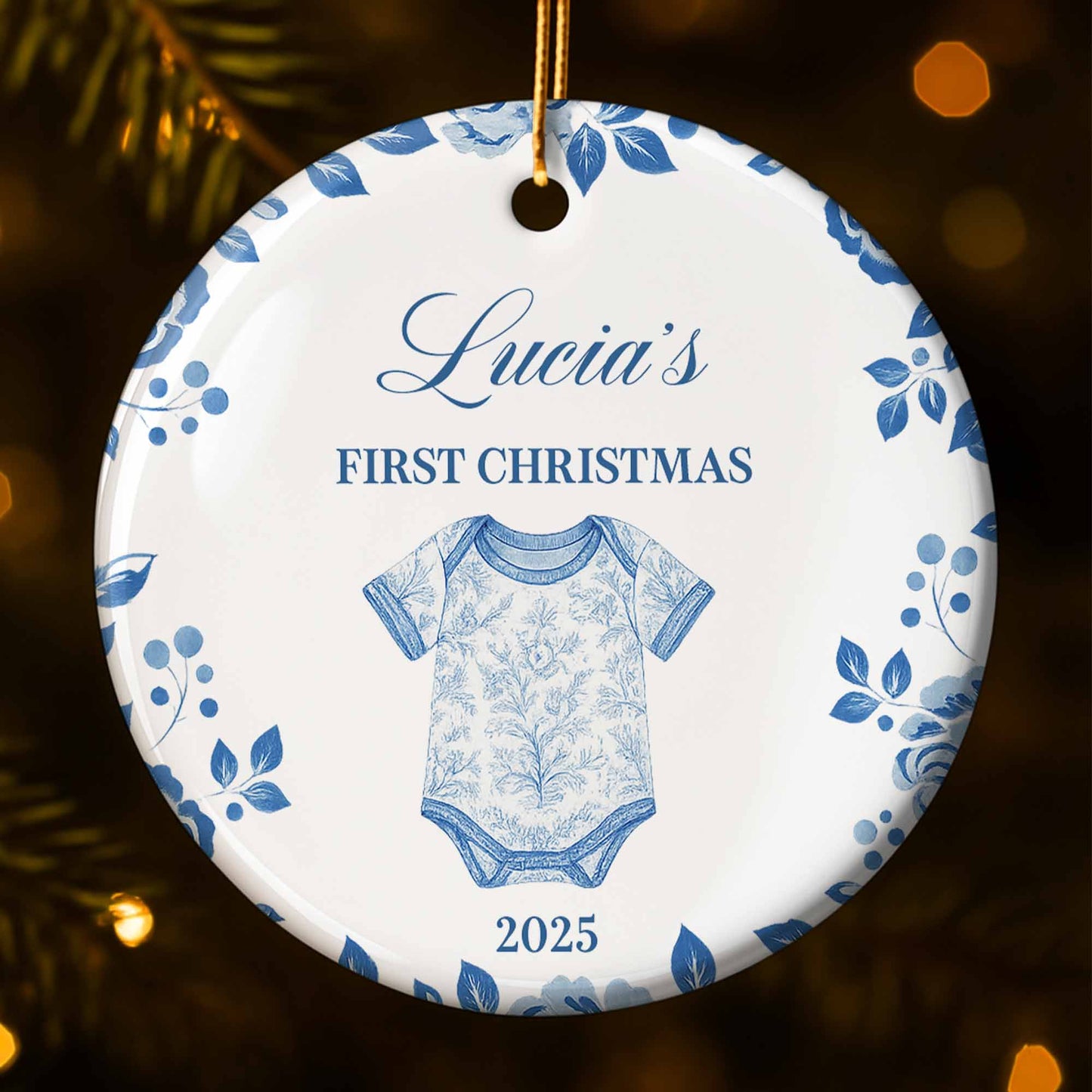 First Christmas Celebration With Leafy Baby Onesie Design