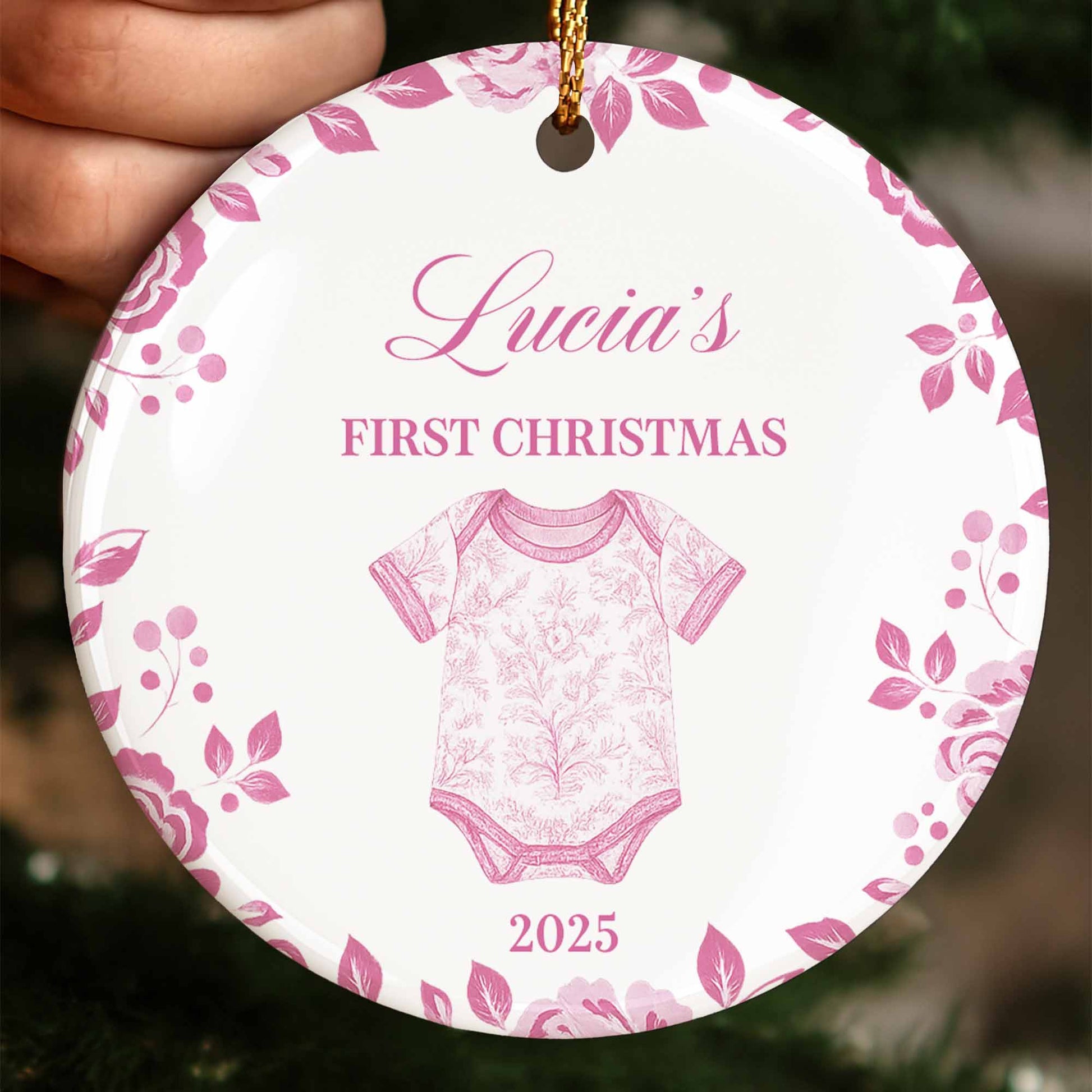 First Christmas Celebration With Leafy Baby Onesie Design