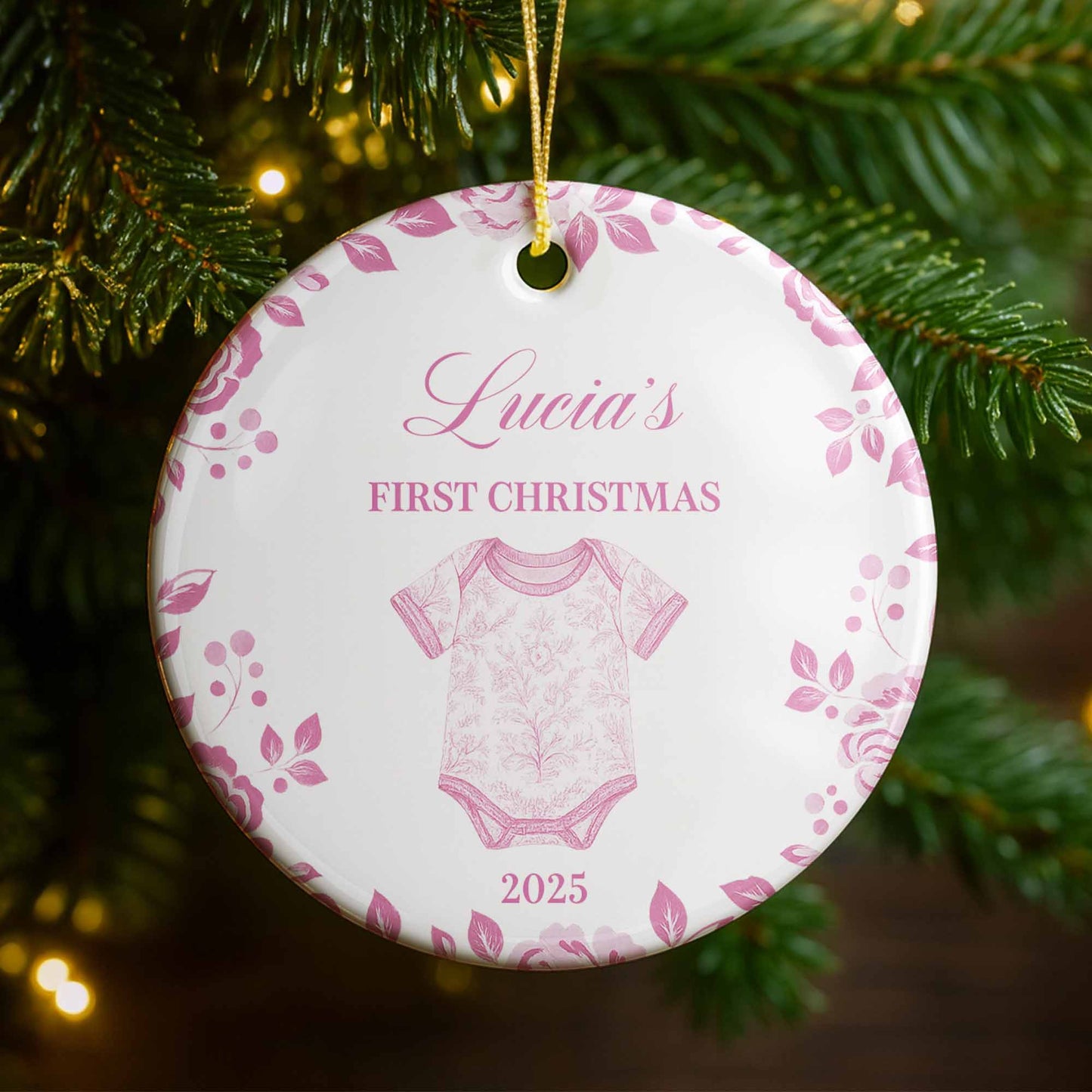 First Christmas Celebration With Leafy Baby Onesie Design