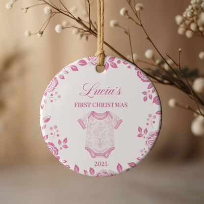 First Christmas Celebration With Leafy Baby Onesie Design