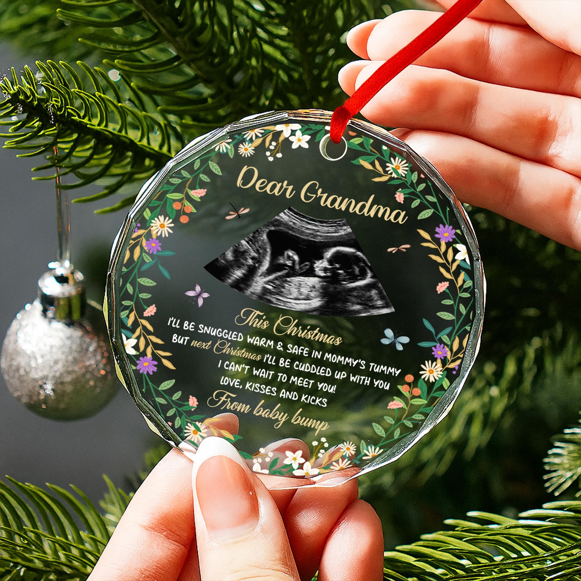 This Christmas Snuggled Safe In Mommy's Tummy Ultrasound Floral Design