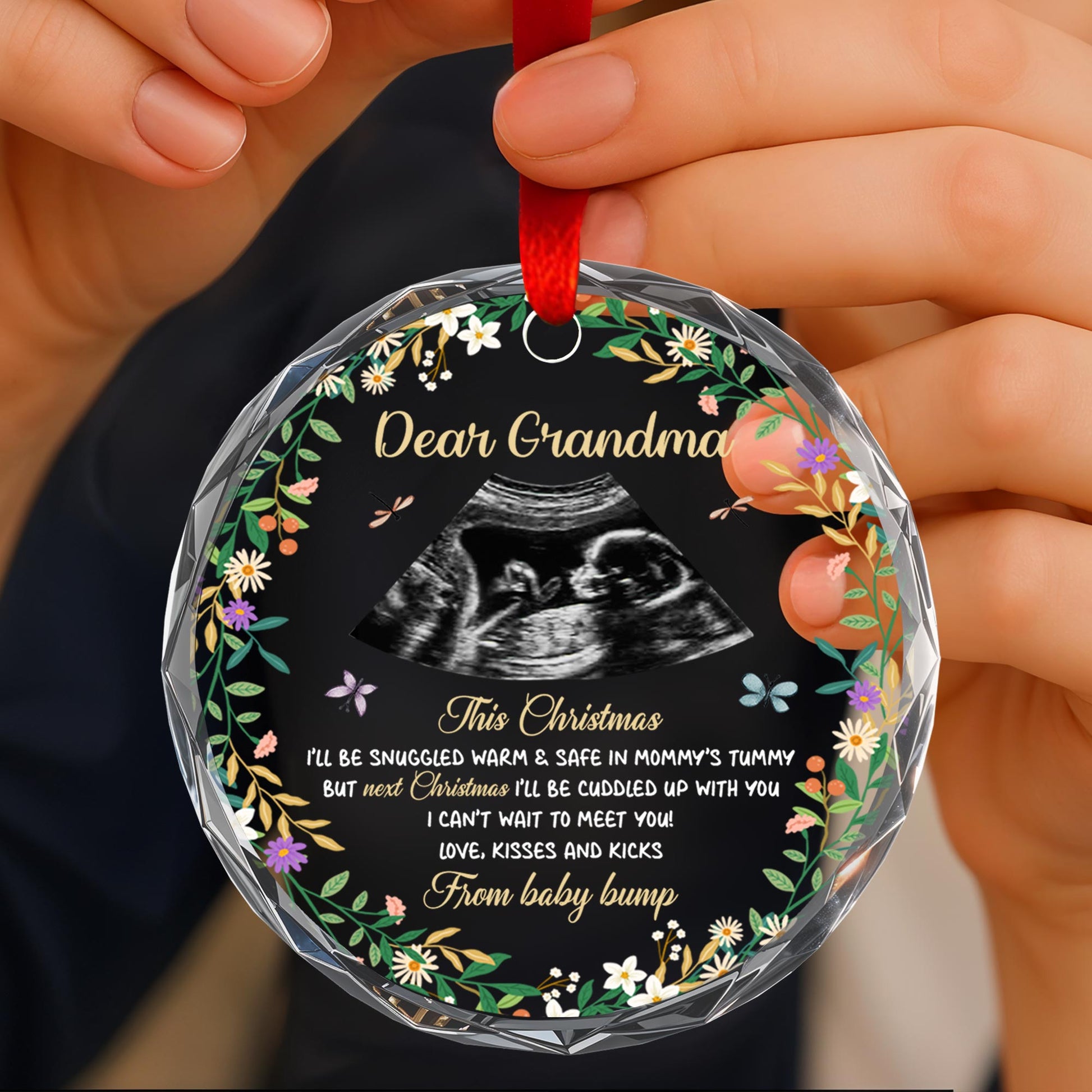 This Christmas Snuggled Safe In Mommy's Tummy Ultrasound Floral Design