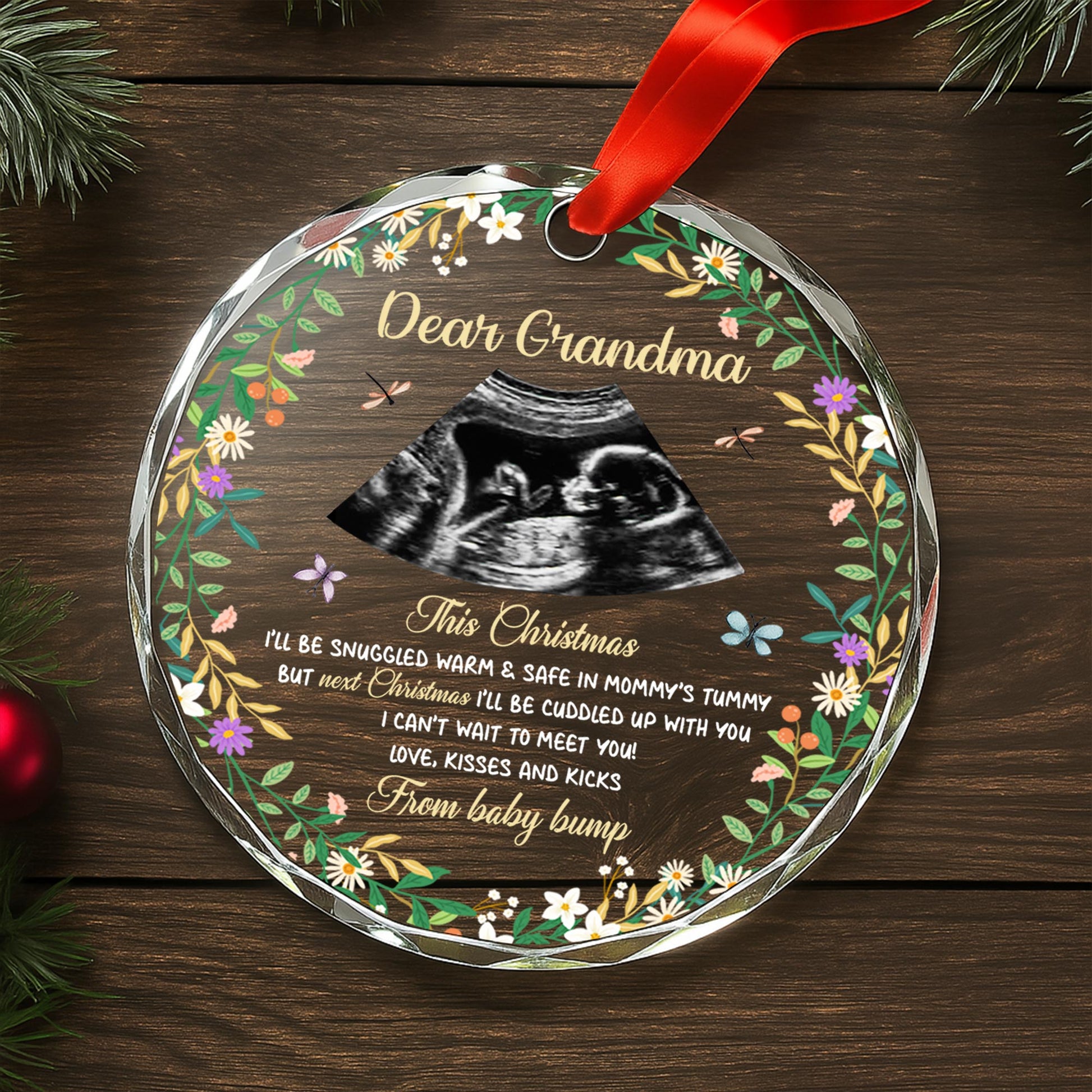 This Christmas Snuggled Safe In Mommy's Tummy Ultrasound Floral Design