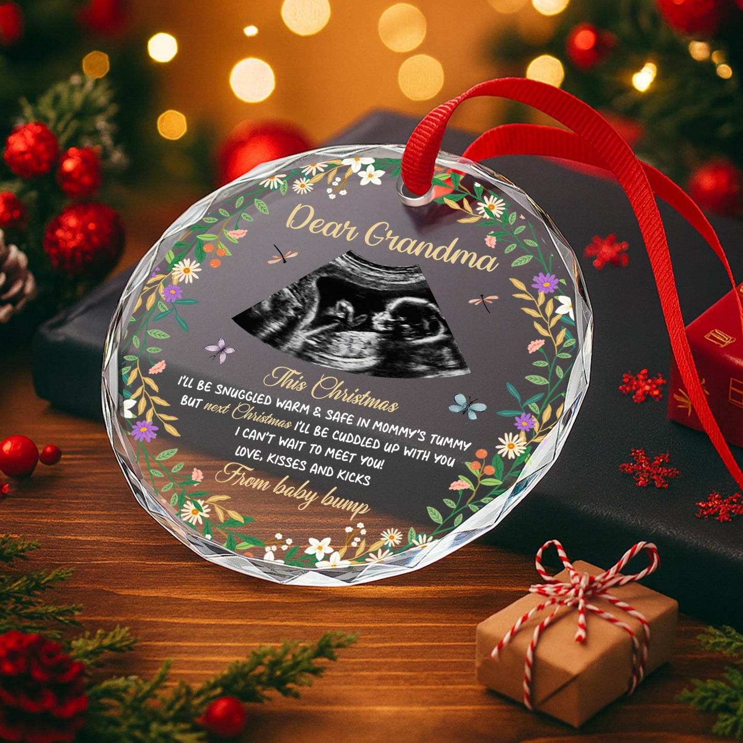 This Christmas Snuggled Safe In Mommy's Tummy Ultrasound Floral Design