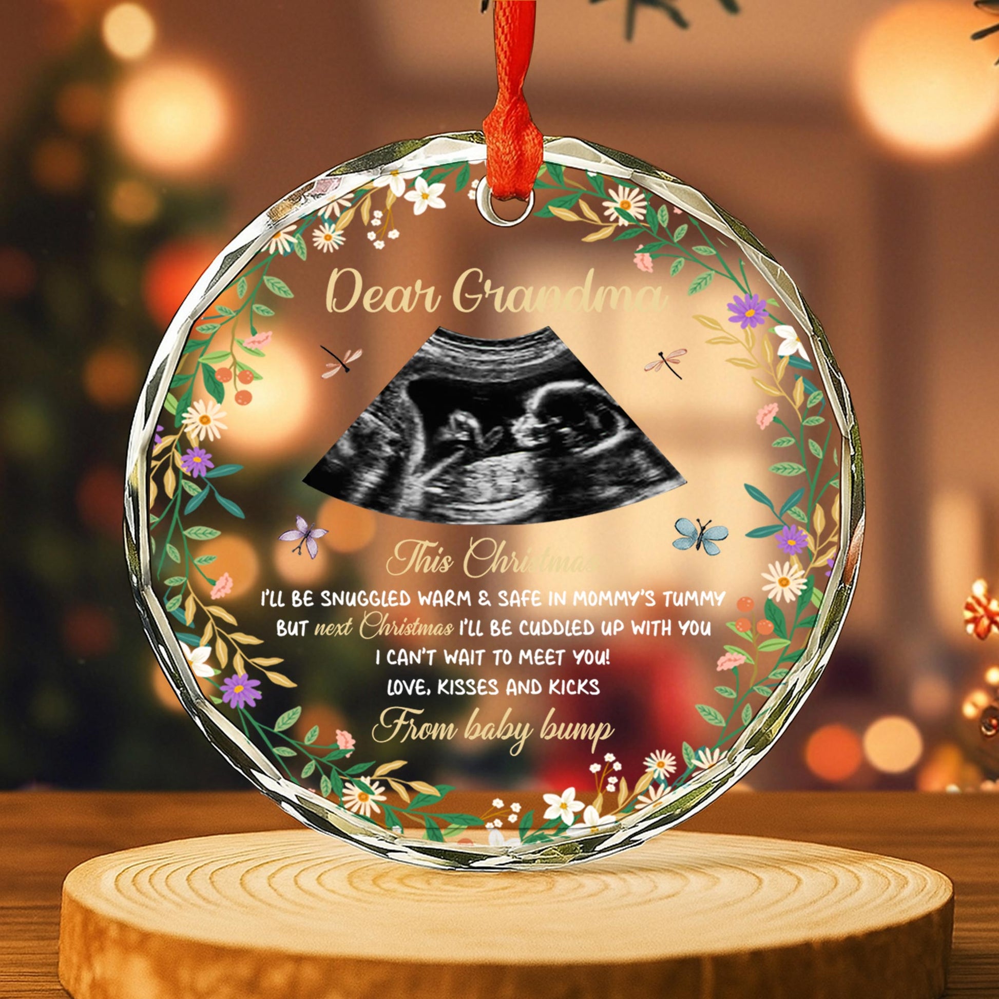 This Christmas Snuggled Safe In Mommy's Tummy Ultrasound Floral Design