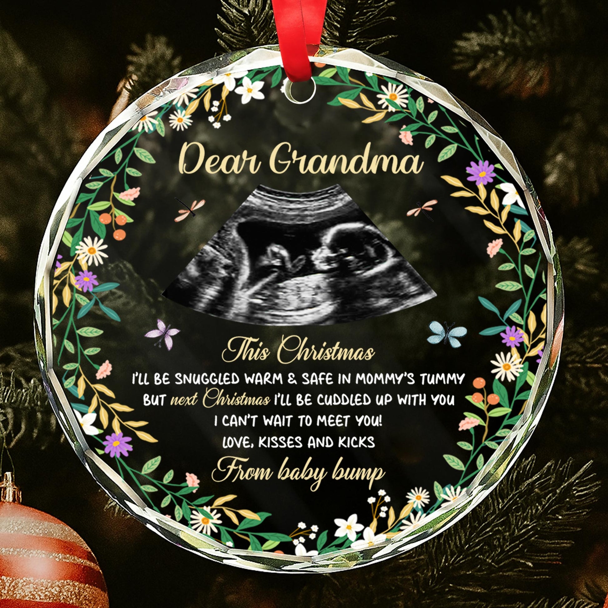 This Christmas Snuggled Safe In Mommy's Tummy Ultrasound Floral Design