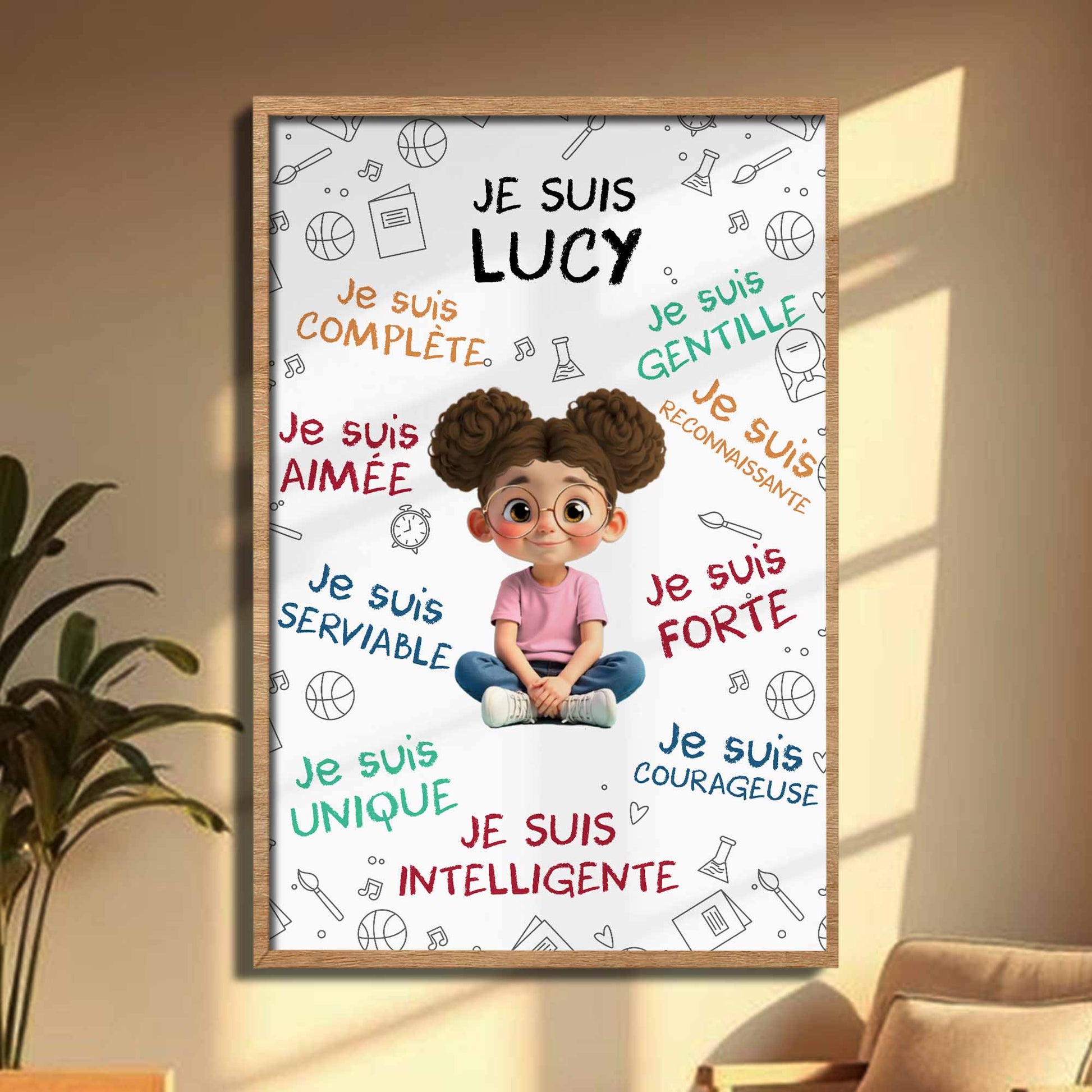 Personalized Positive Affirmations For Young Girl Lucy Poster