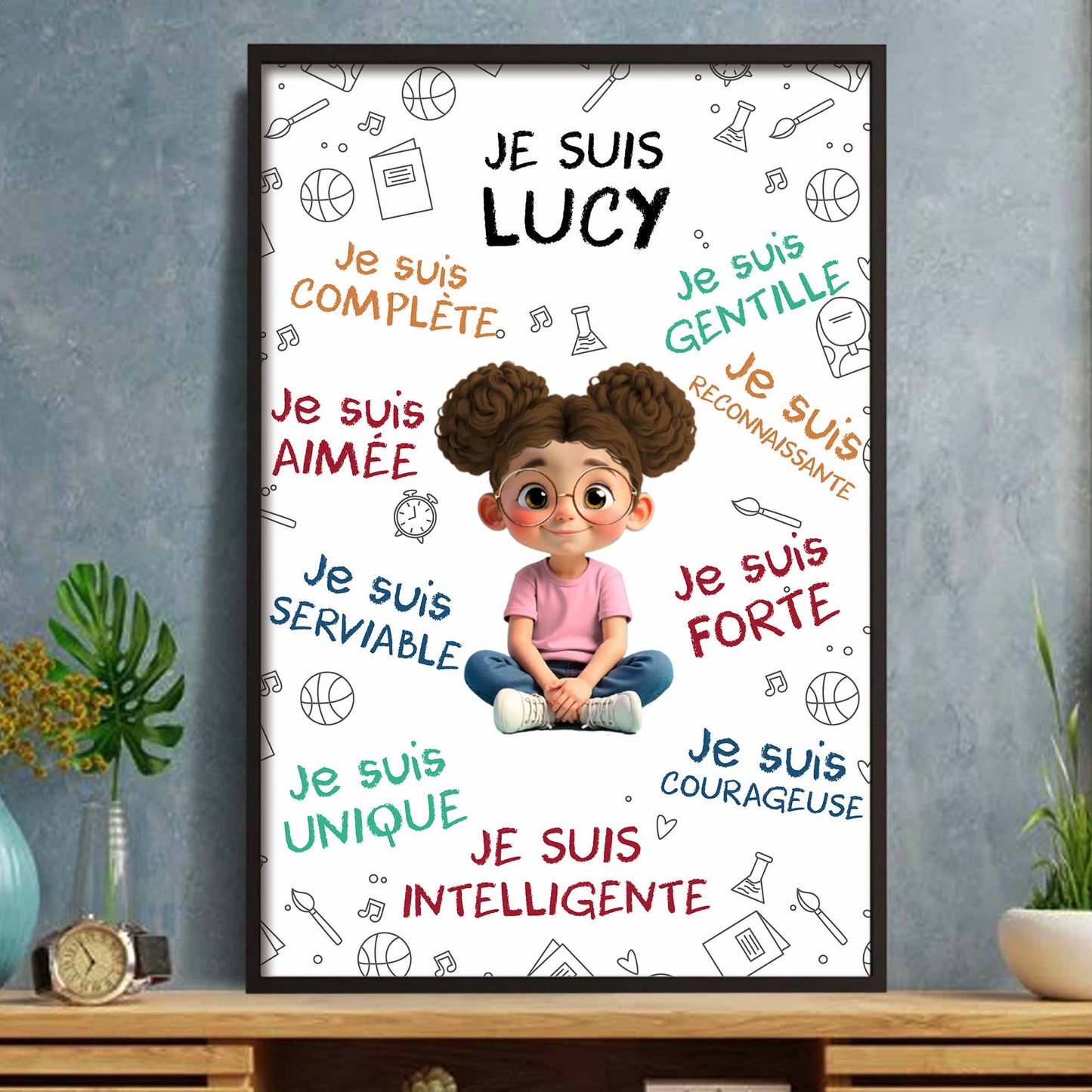 Personalized Positive Affirmations For Young Girl Lucy Poster