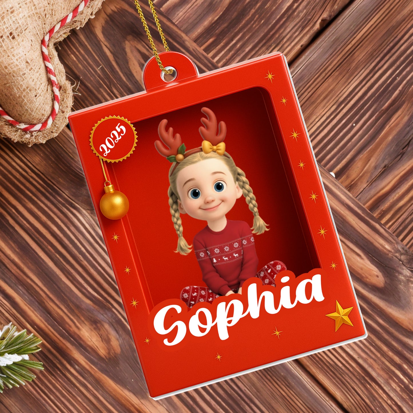 Sophia With Reindeer Antlers, Festive Stars