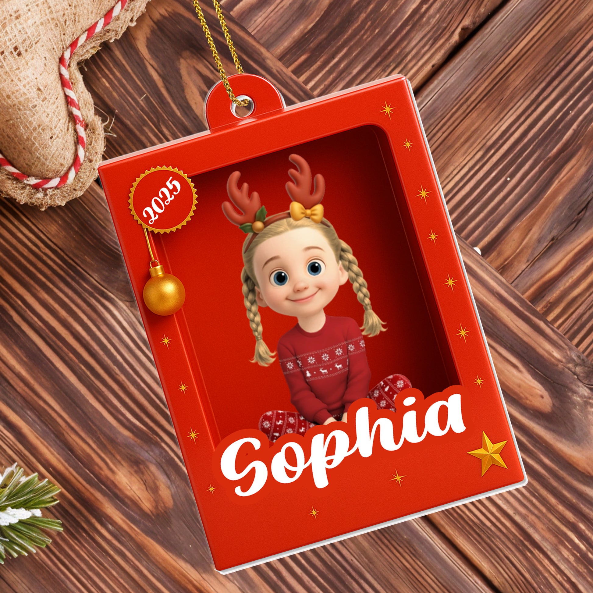 Sophia With Reindeer Antlers, Festive Stars