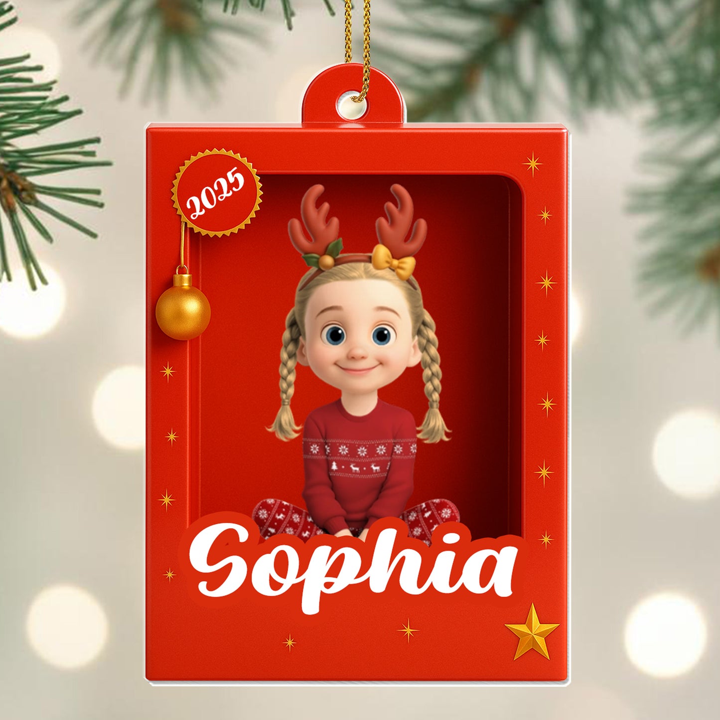 Sophia With Reindeer Antlers, Festive Stars