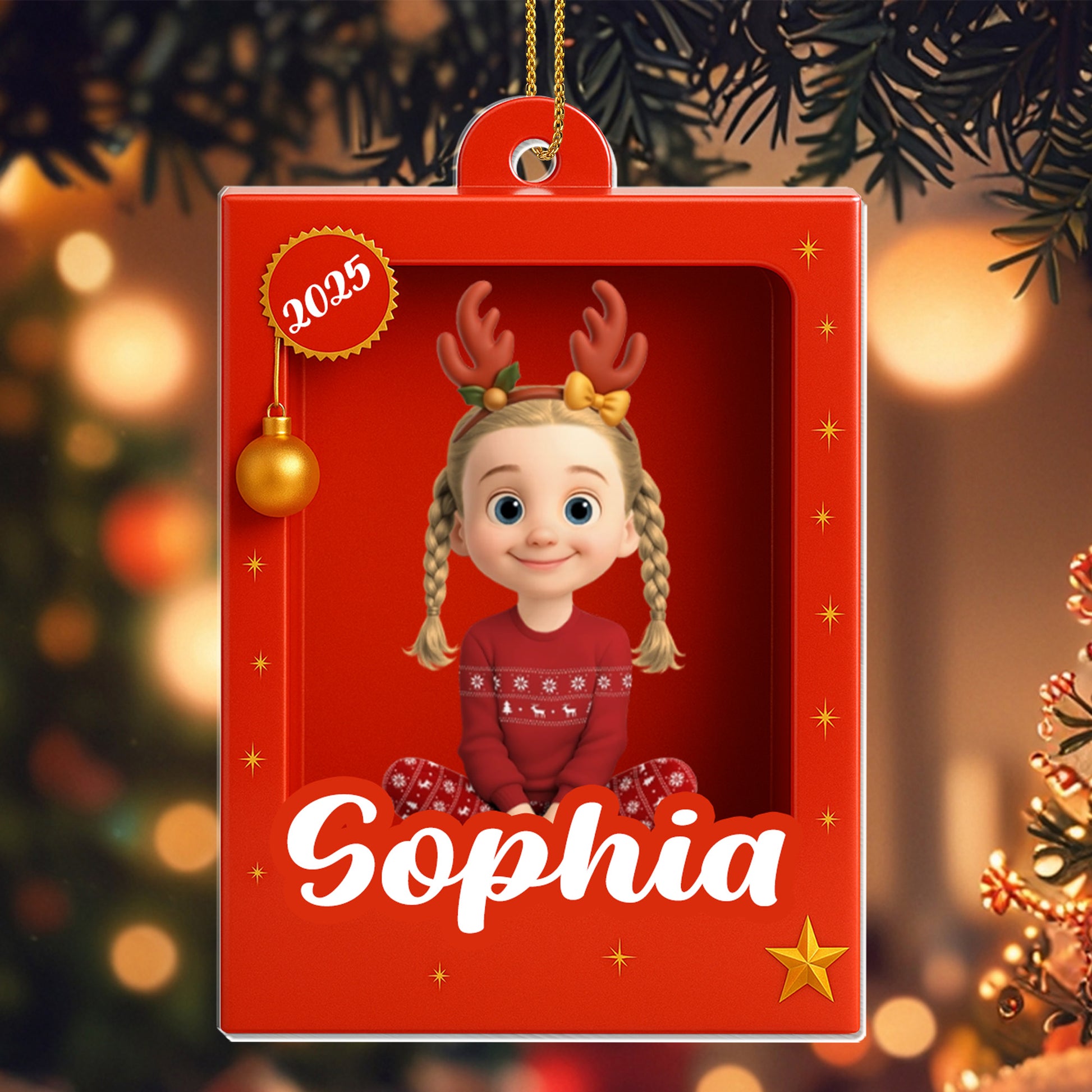 Sophia With Reindeer Antlers, Festive Stars