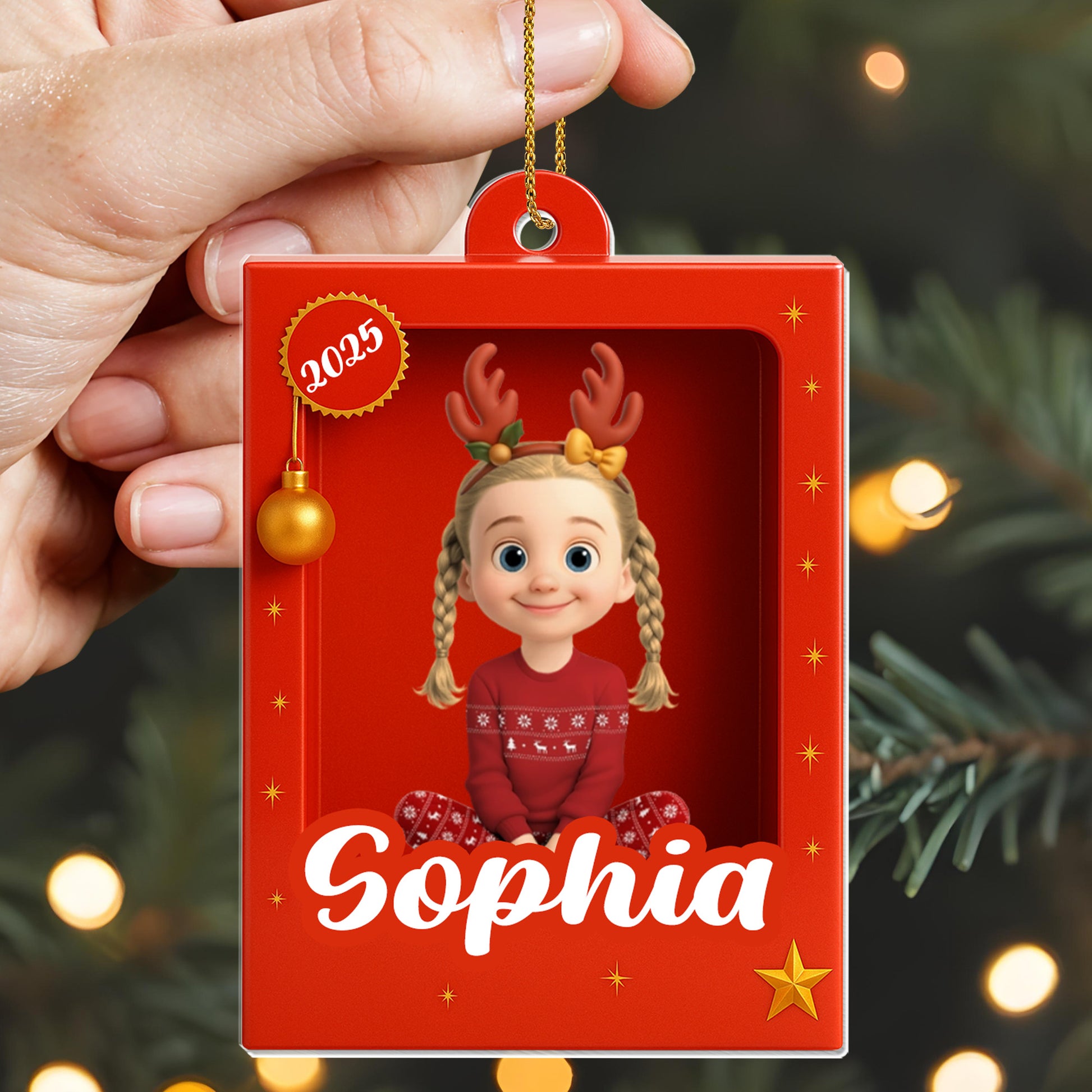 Sophia With Reindeer Antlers, Festive Stars