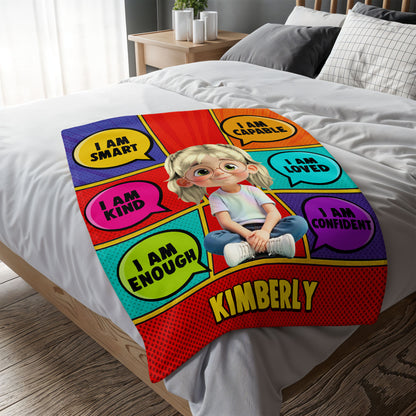 I Am Smart, Kind, Capable, Loved, Enough, Confident, Comics Style Girl