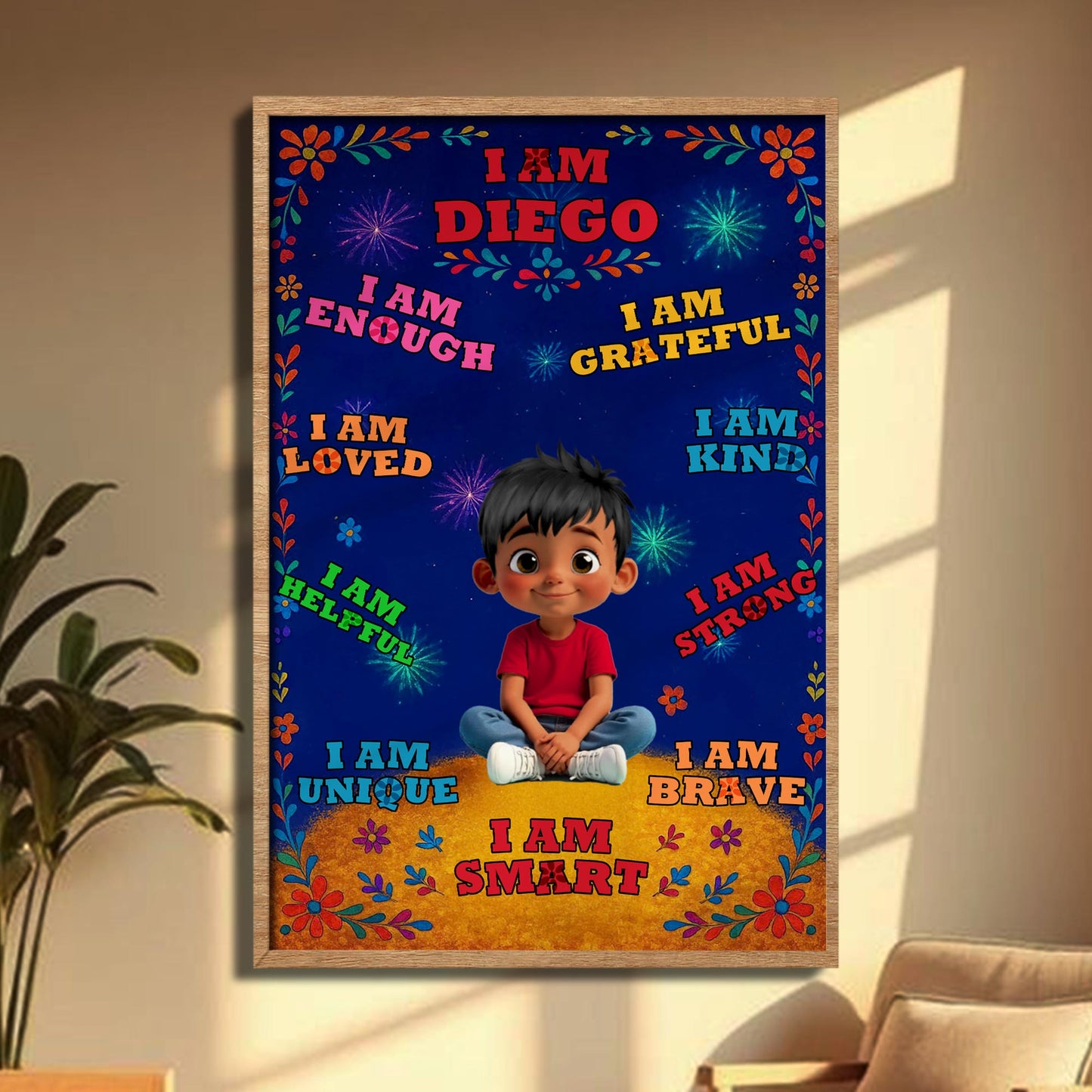 I Am Lucy, I Am Enough, Loved, Helpful, Brave, Smart - Personalized Custom Vertical Poster - KID377_VPOS