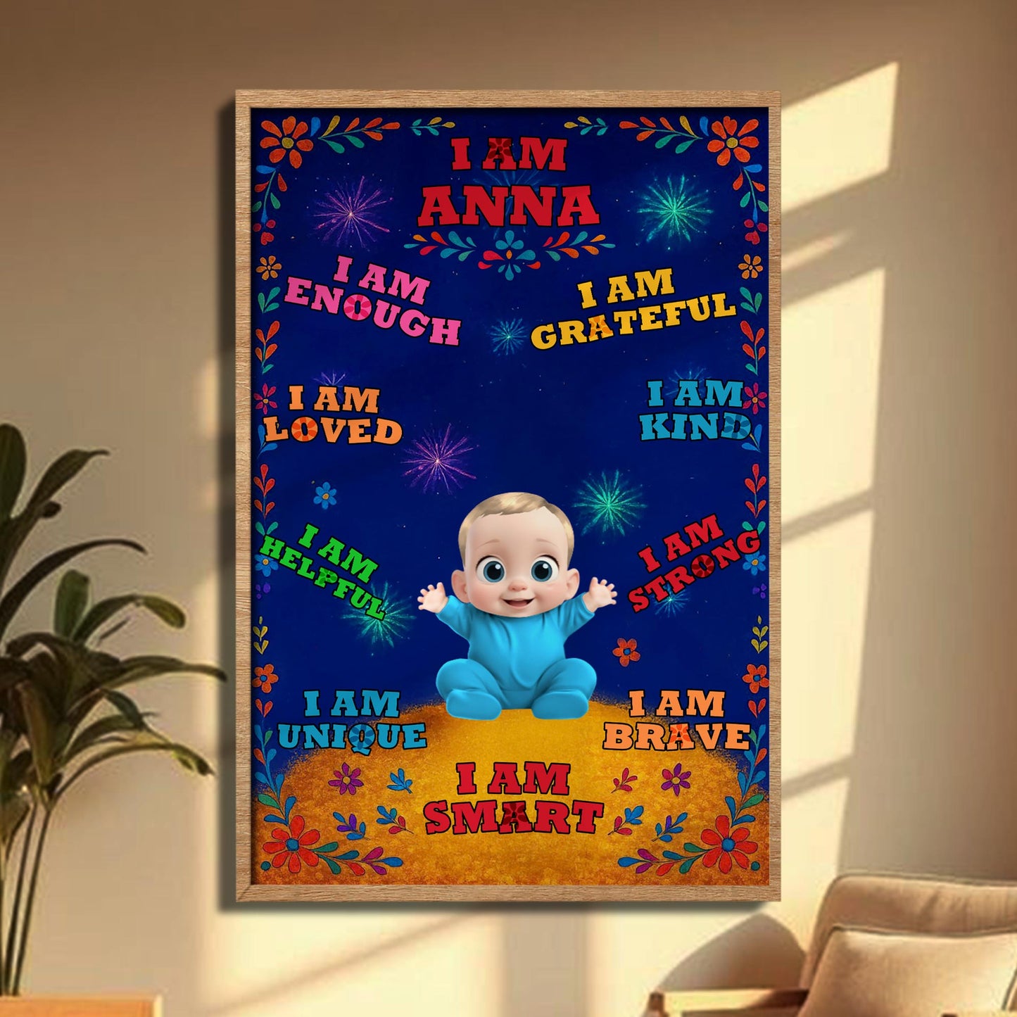 I Am Lucy, I Am Enough, Loved, Helpful, Brave, Smart - Personalized Custom Vertical Poster - KID377_VPOS