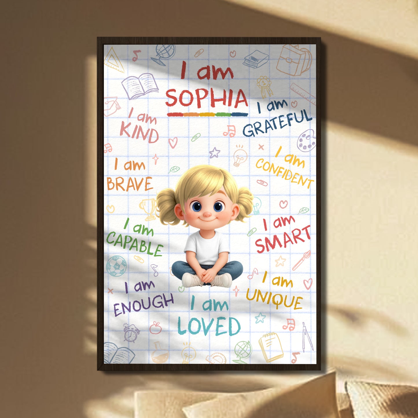 I Am Loved, Inspirational Words With Cute Child Illustration