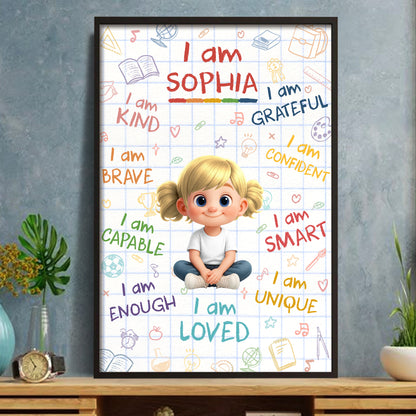 I Am Loved, Inspirational Words With Cute Child Illustration