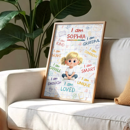 I Am Loved, Inspirational Words With Cute Child Illustration