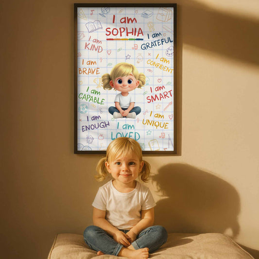 I Am Loved, Inspirational Words With Cute Child Illustration