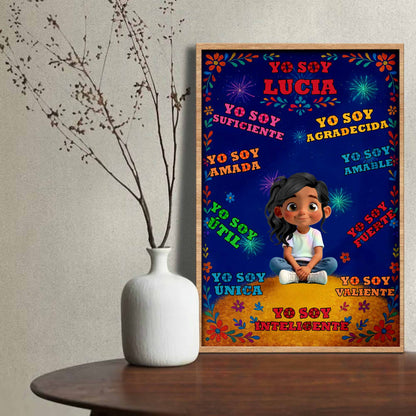 Yo Soy Diego, Floral and Star Patterns Personalized Poster - Personalized Custom Vertical Poster - KID380_VPOS