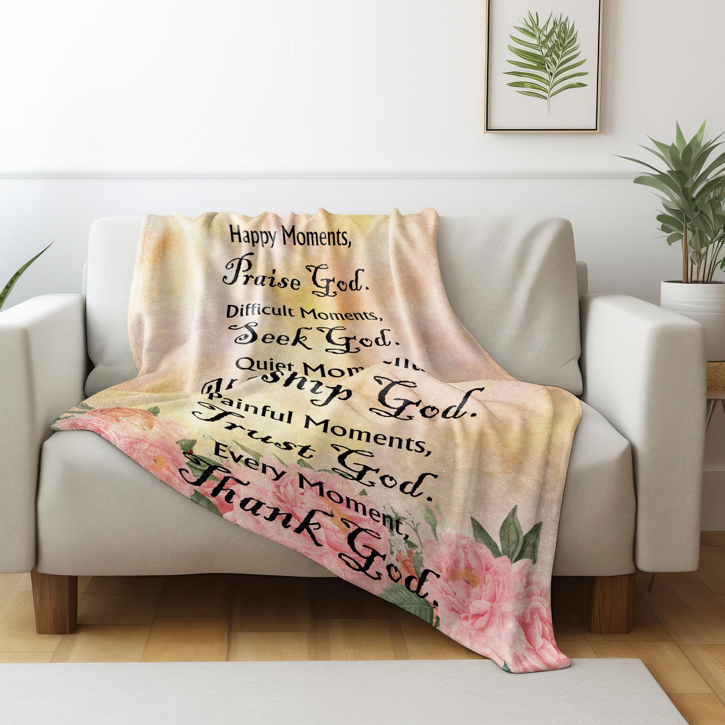 Happy Moments Praise God With Inspirational Texts And Flowers