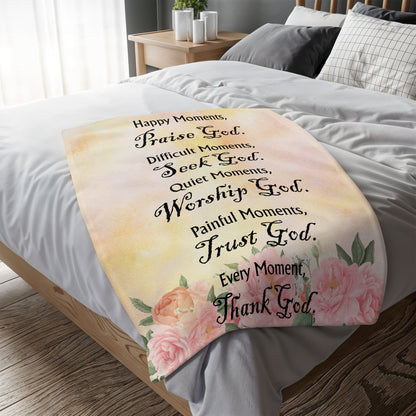 Happy Moments Praise God With Inspirational Texts And Flowers