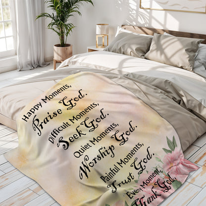 Happy Moments Praise God With Inspirational Texts And Flowers