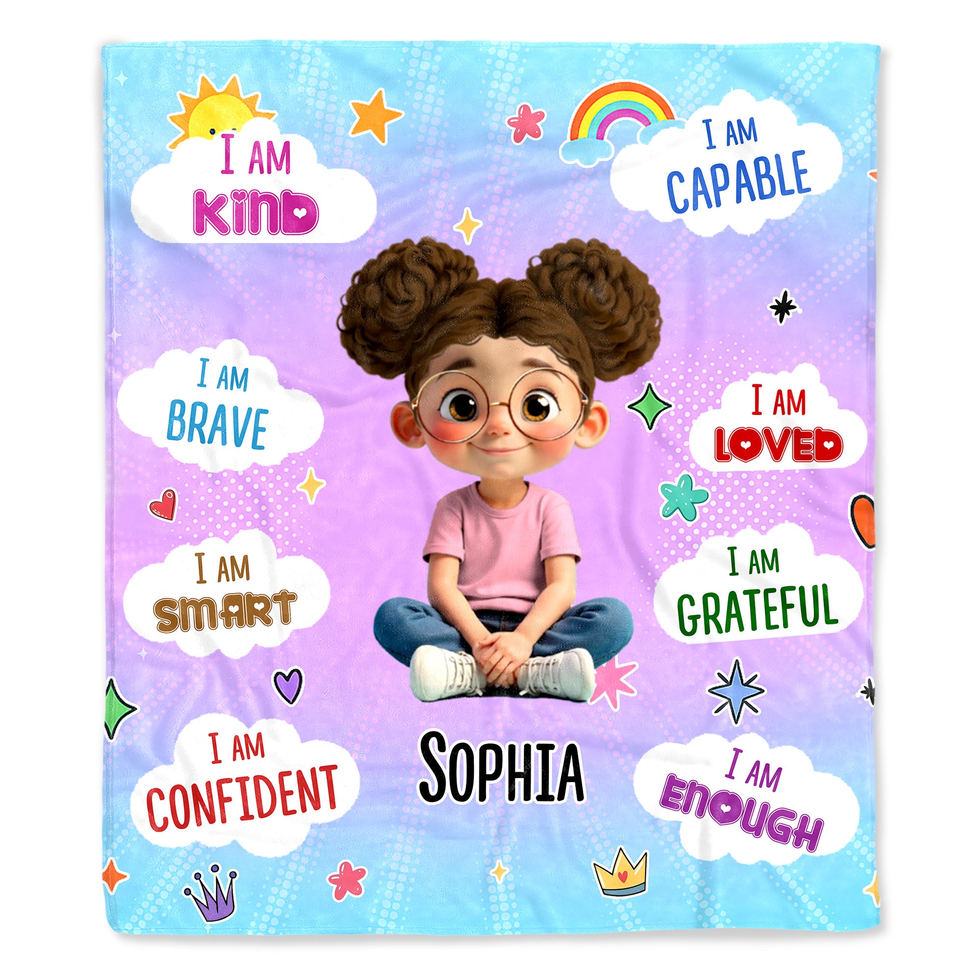 I Am Kind, I Am Brave, I Am Smart, Positive Affirmations Blanket