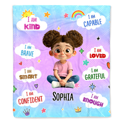 I Am Kind, I Am Brave, I Am Smart, Positive Affirmations Blanket