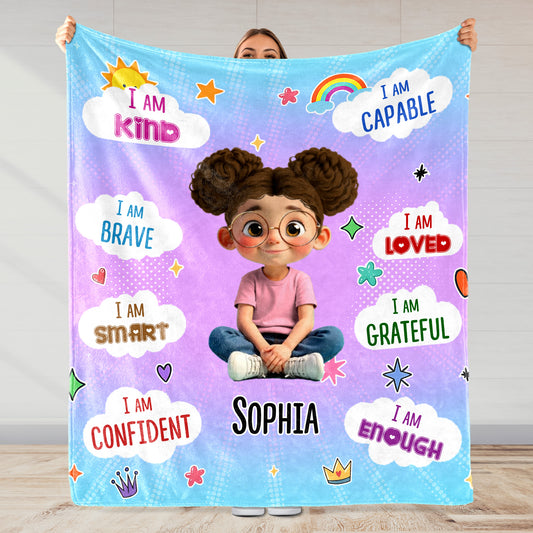 I Am Kind, I Am Brave, I Am Smart, Positive Affirmations Blanket
