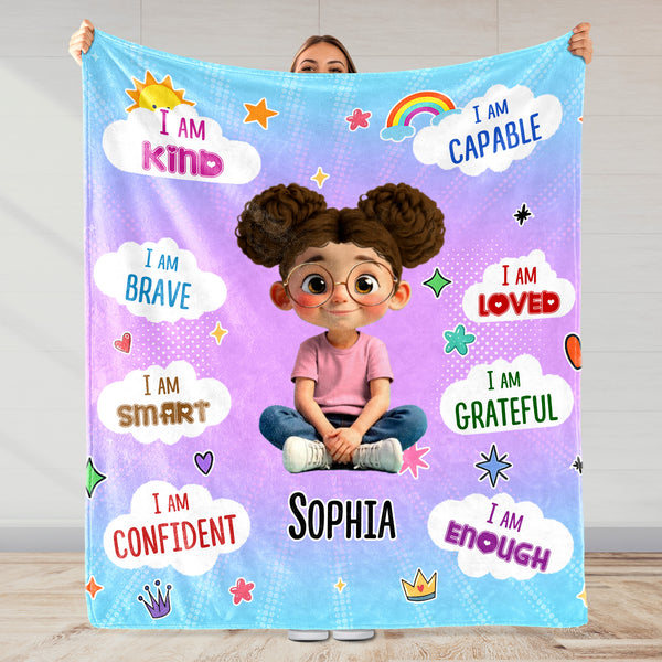 I Am Kind, I Am Brave, I Am Smart, Positive Affirmations Blanket