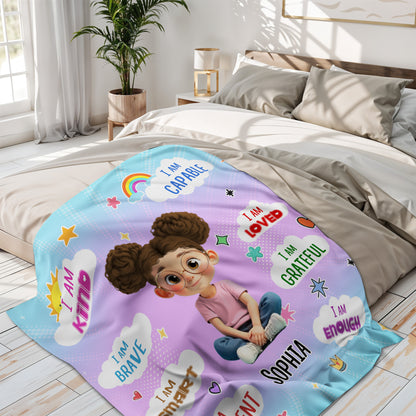I Am Kind, I Am Brave, I Am Smart, Positive Affirmations Blanket