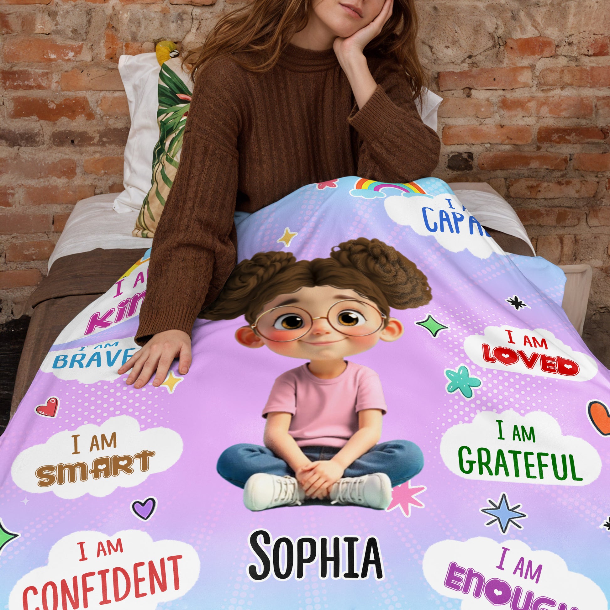 I Am Kind, I Am Brave, I Am Smart, Positive Affirmations Blanket