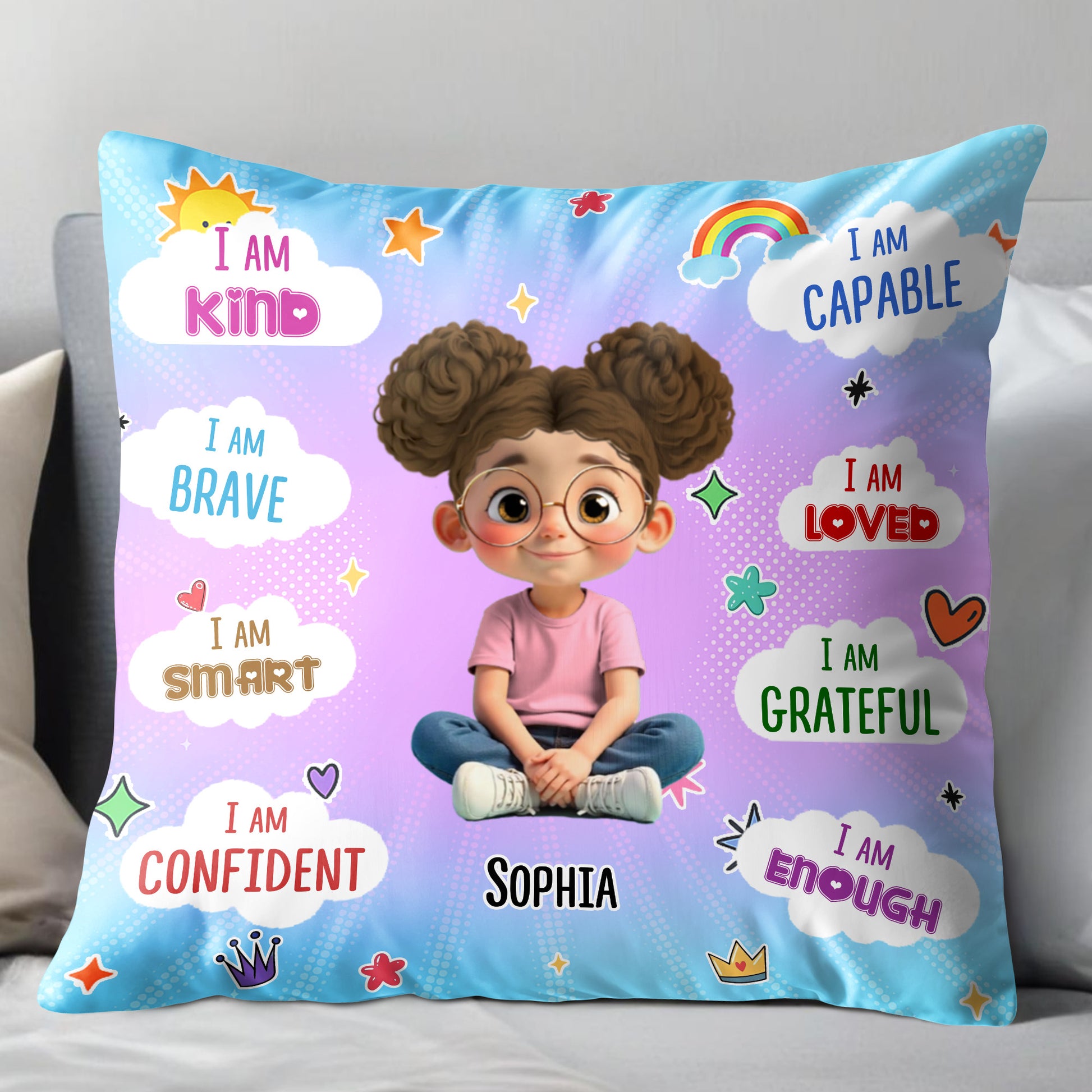 I Am Kind, Brave, and Smart, Positive Affirmations Pillow