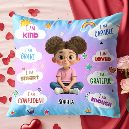 I Am Kind, Brave, and Smart, Positive Affirmations Pillow