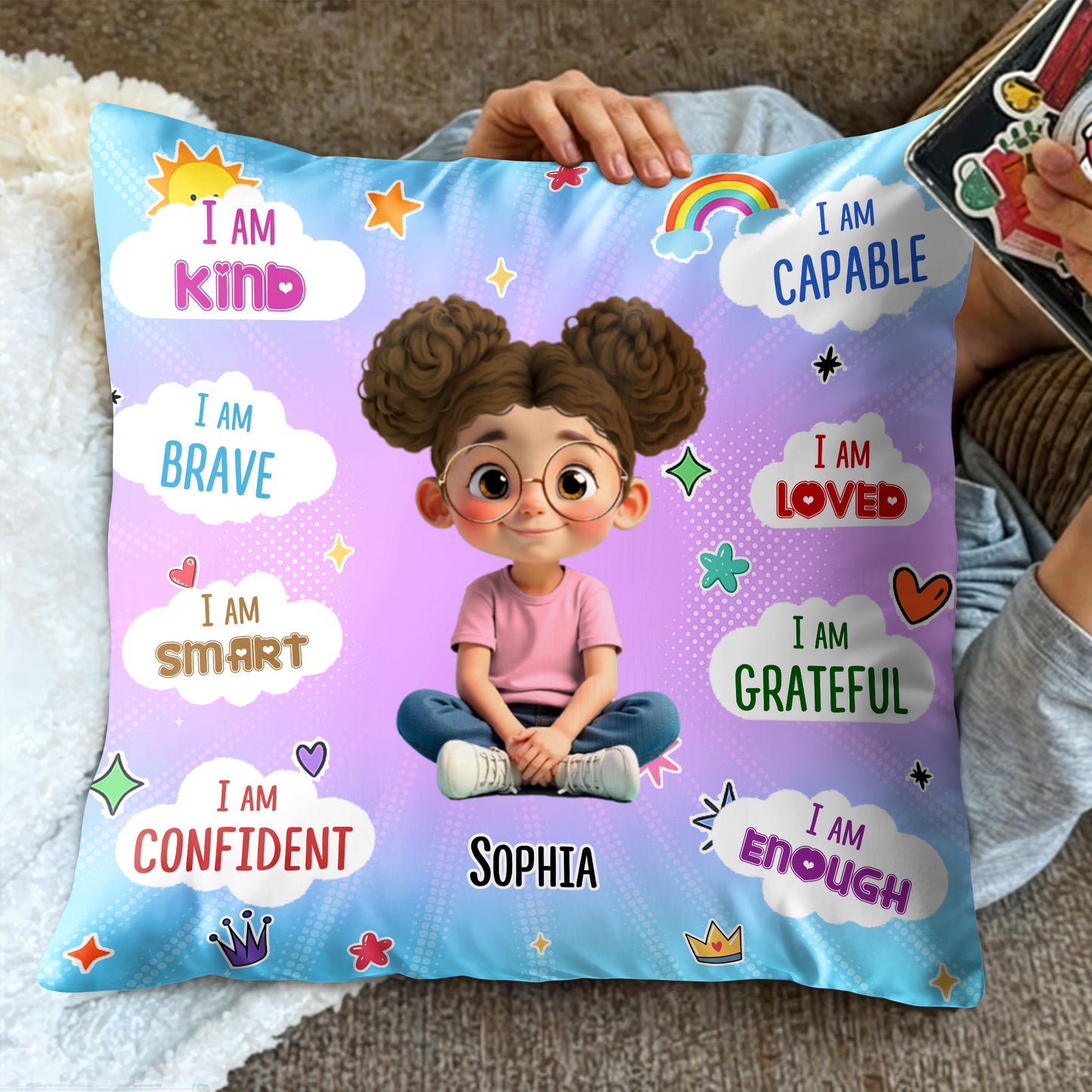 I Am Kind, Brave, and Smart, Positive Affirmations Pillow