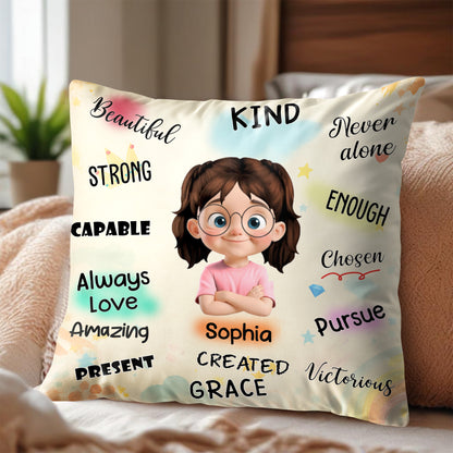 Beautiful Strong Capable, Cartoon Girl Pillow
